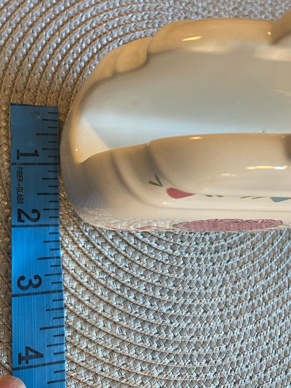 Vintage 80s Cottagecore Ceramic Napkin Holder Country Heart Bow Grannycore Caddy - Picture 6 of 14